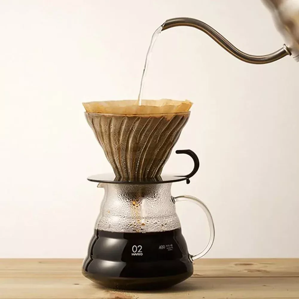 V60 Glass Dripper 02 (Round Base) Clear Black