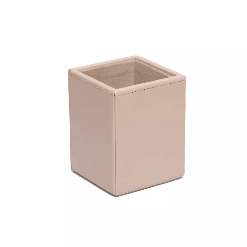 White Latte Bonded Leather Pencil Cup
