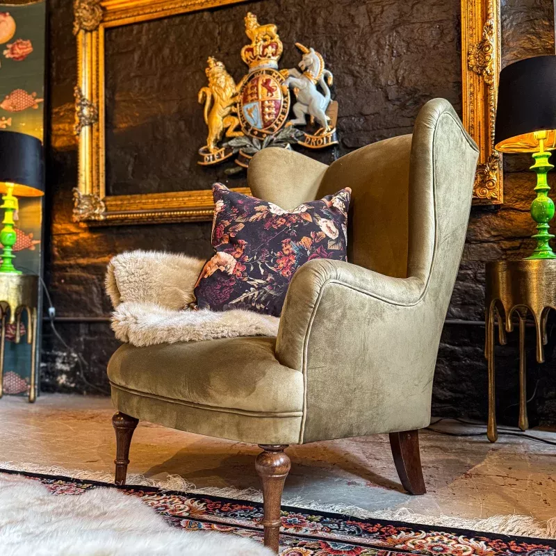 Winston Wingback Accent Chair in Plush Velvet