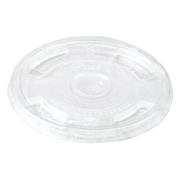 World Centric Straw Flat Lid- PLA Clear Cup I No PFAS Added I 1000 per case