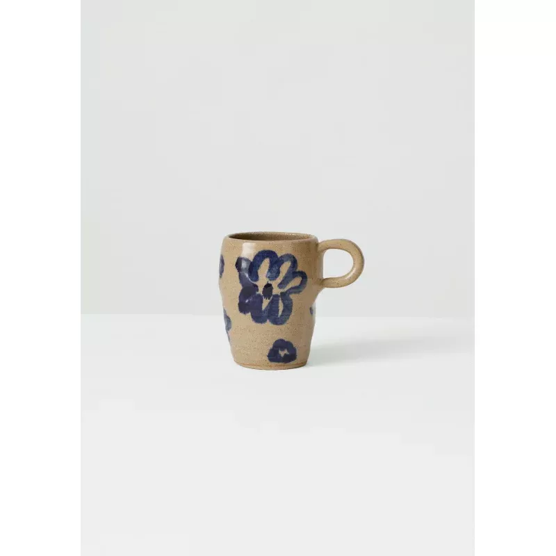 Zosia Painted Flower Tall Mug | Natural/Blue